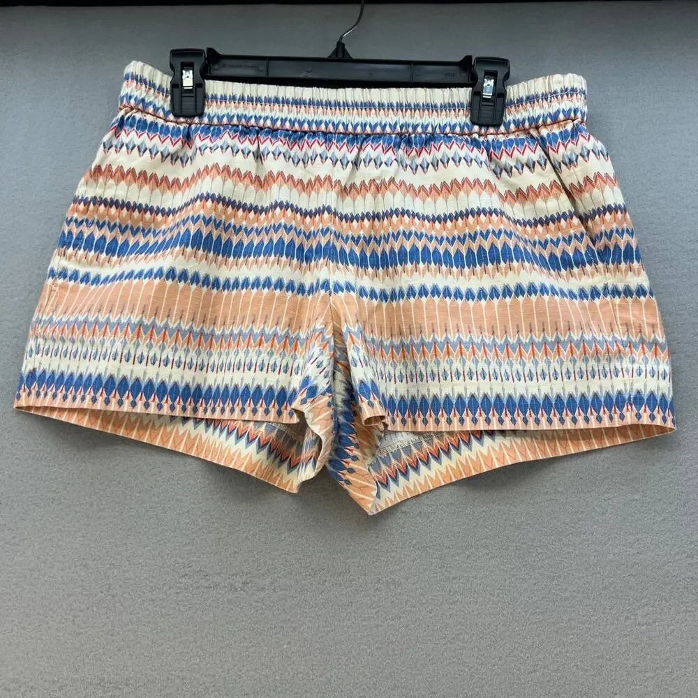 J. Crew Women's Shorts Size 10 Linen Blend Geometric Print Preppy - Picture 1 of 11